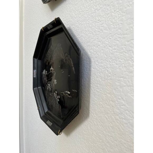 Maruni Lacquerware Mother of Pearl Inlay Occupied Japan Metal Plates Set - Picture 2 of 12